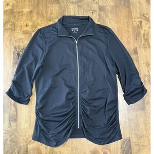 EUC Womens Calvin Klein performance dry black 3/4 sleeve jacket ruching  sz XL